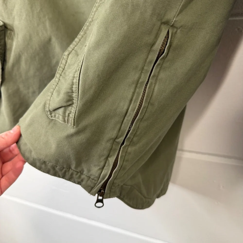 Mini Boden 11/12Y Olive Green Pull Over Fleece Lined Jacket 1/2‎ Zip Anorak